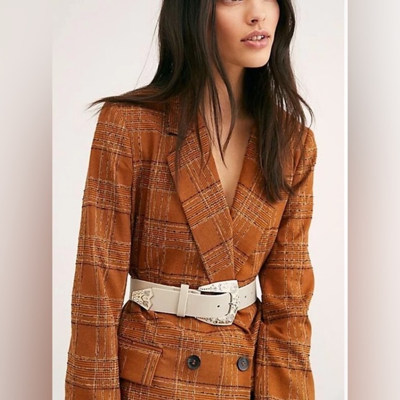 FREE PEOPLE plaid coat jacket dress three button size 4 - Picture 1 of 9
